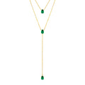 Silver gold plated emerald lariat necklace set