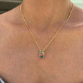 Silver gold plated pear blue/pink/green ombre stone necklace