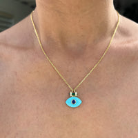 Silver gold plated turquoise & lapis eye necklace