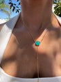 “St. Tropez” 18k gold plated oval paraiba lariat necklace