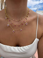 Silver gold ruby plated multi shaped dainty necklace