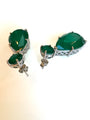 Sterling silver emerald pear shape earrings