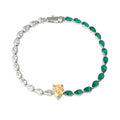 Silver gold plated yellow pear multicolor stone bracelet
