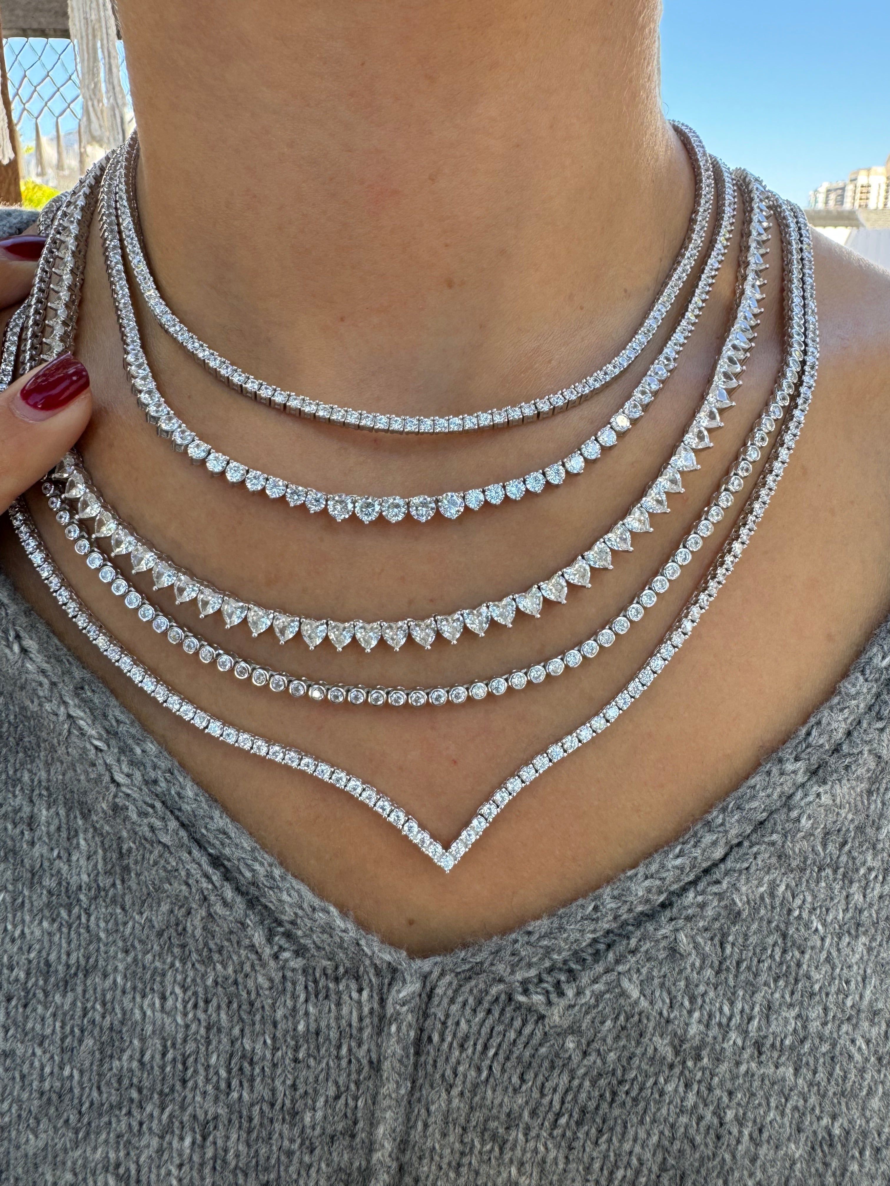 Sterling silver Riviera cz diamond tennis necklace