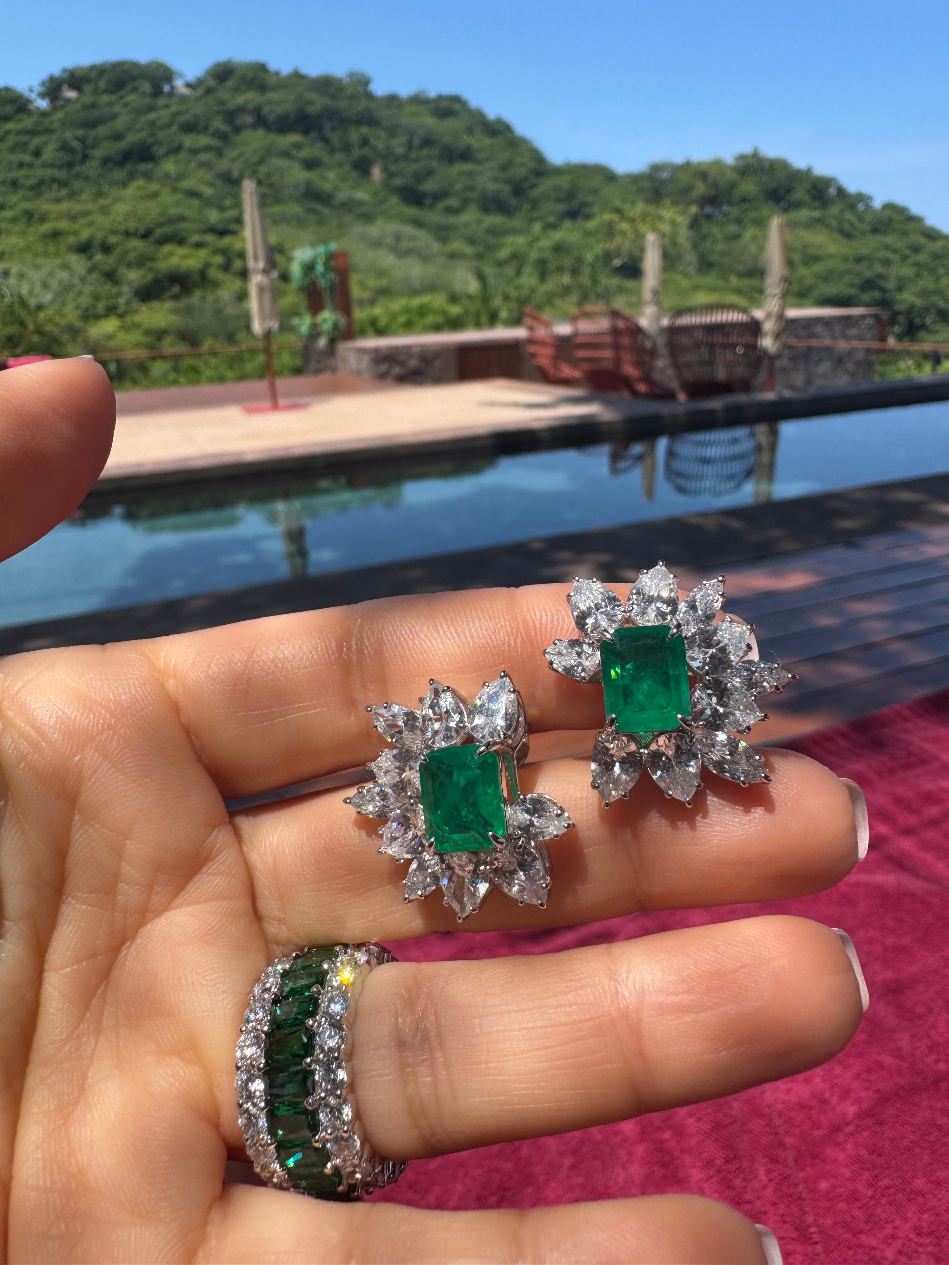 “Palazzo” Sterling silver emerald earrings