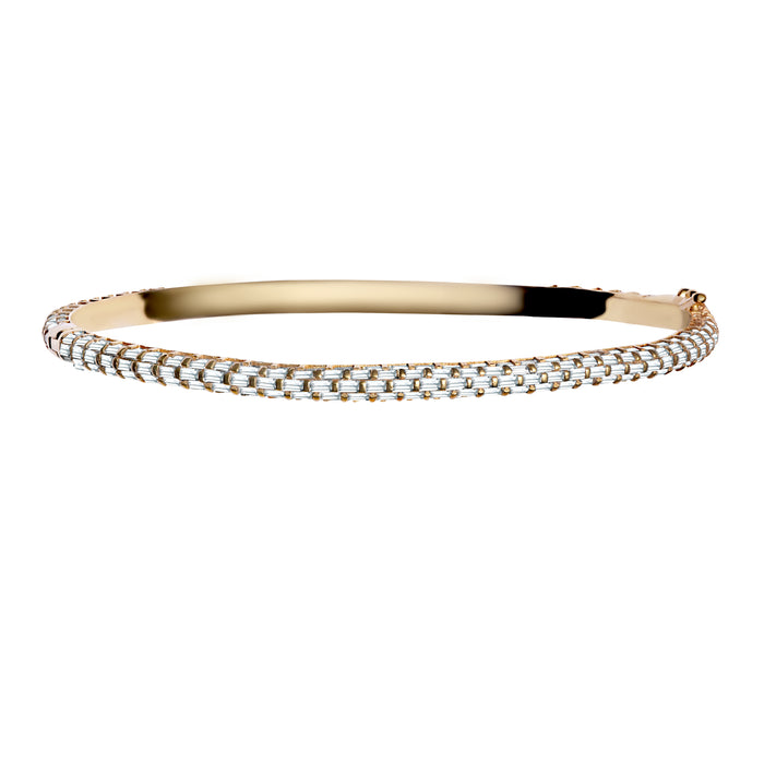 Silver gold plated baguette stone pave bangle
