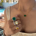 “Ivy” silver gold plated rectangular emerald necklace
