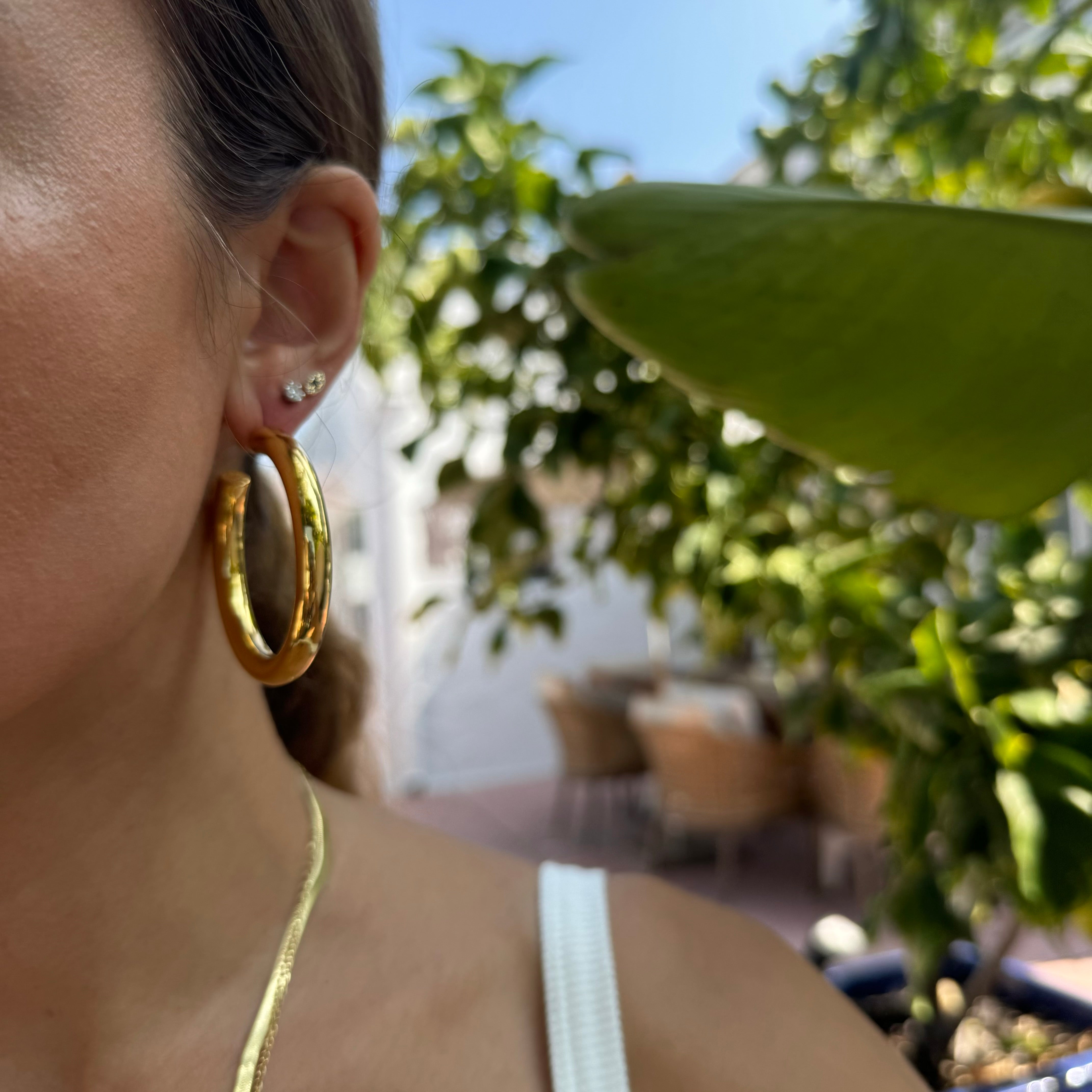 18k gold plated large tube hoops