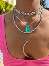 “Maldives” sterling silver large pear paraiba necklace