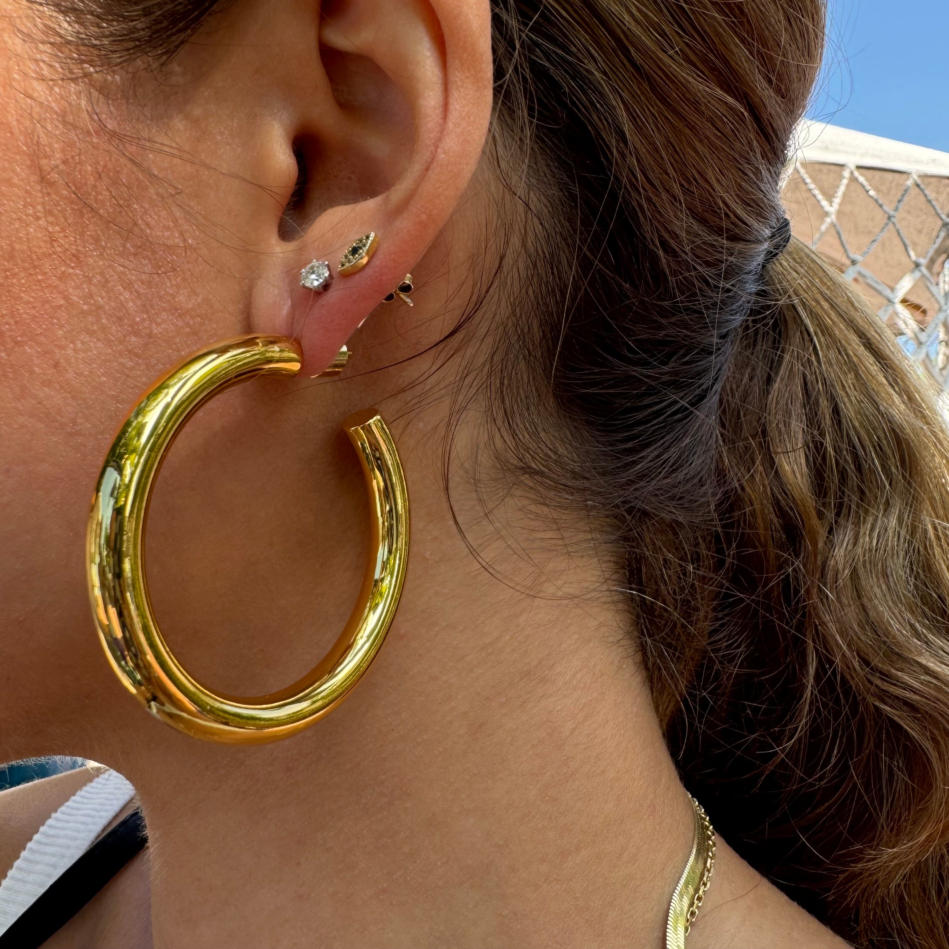 18k gold plated large tube hoops