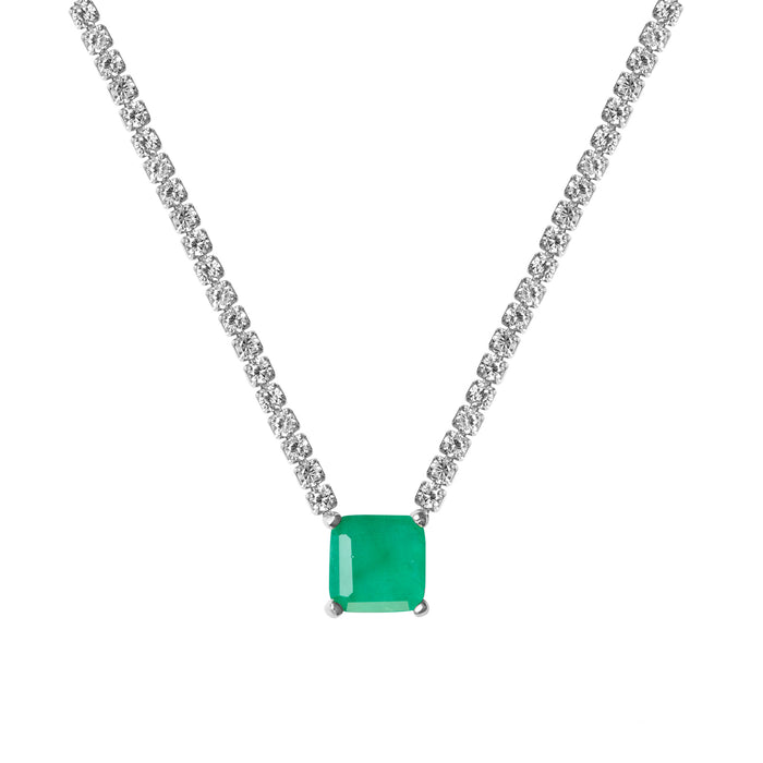 “Contessa” Sterling silver emerald necklace