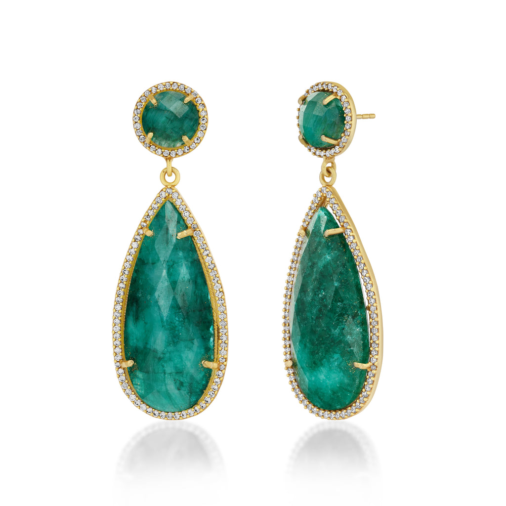 “Tropezina” emerald pear drop earrings