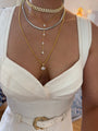 Silver gold plated pear drops lariat necklace