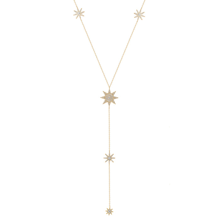 Sterling silver gold plated star lariat necklace