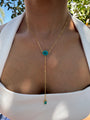 “St. Tropez” 18k gold plated oval paraiba lariat necklace