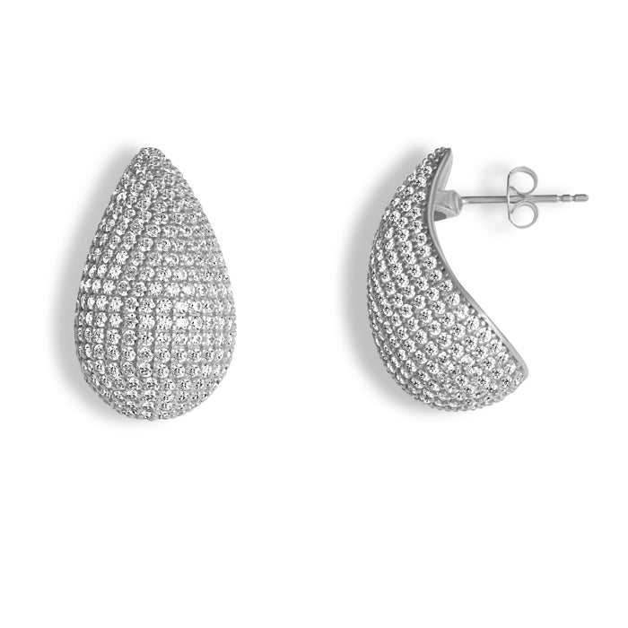 PRE-ORDER Sterling silver pave teardrop earrings