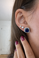 Sterling silver simulated sapphire stud earrings