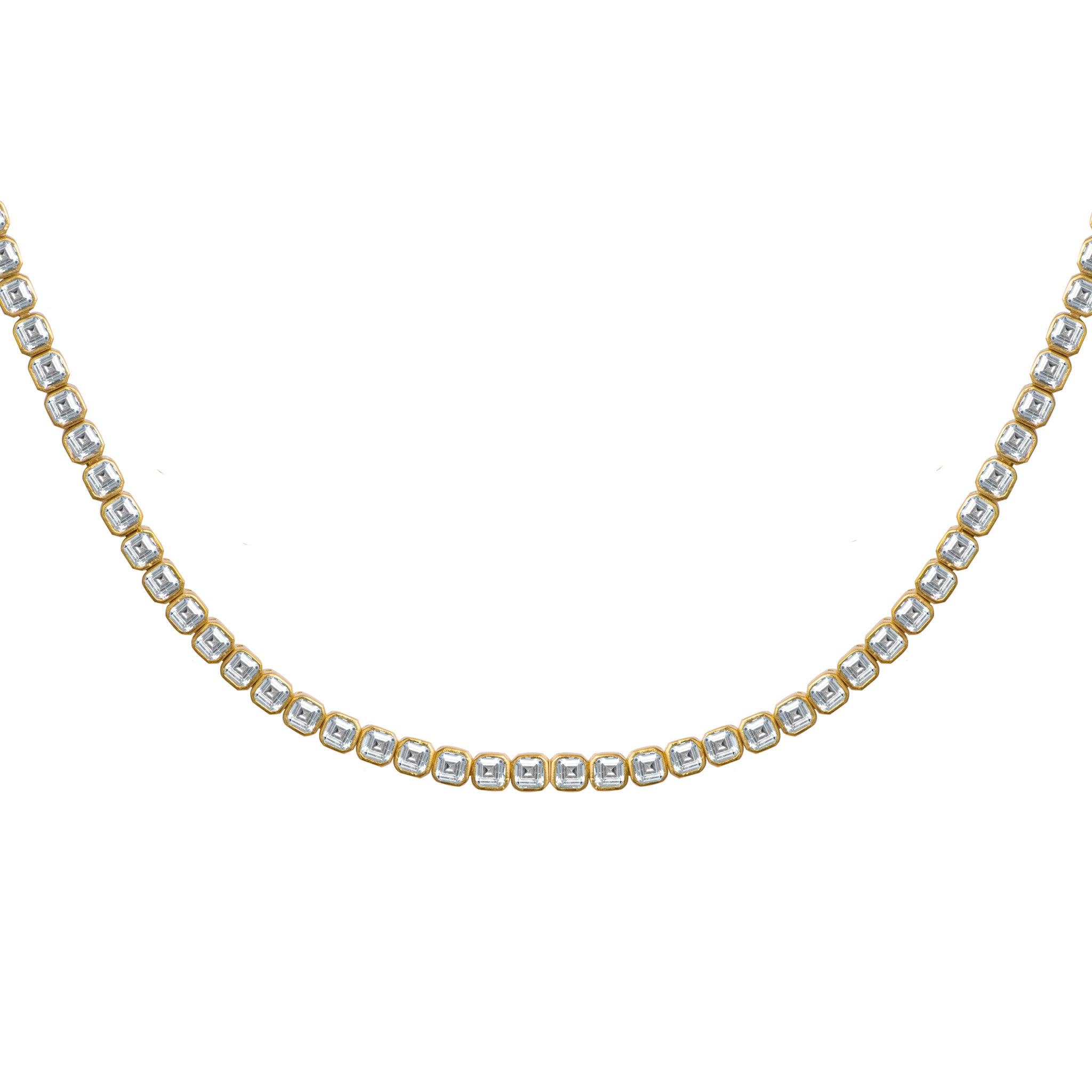 Silver gold plated asscher  cut choker