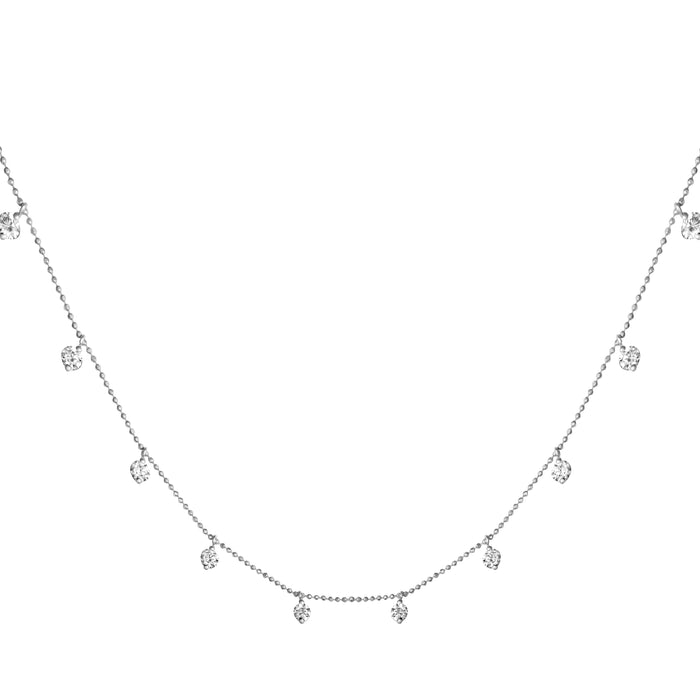 Sterling silver shimmering round drops necklace