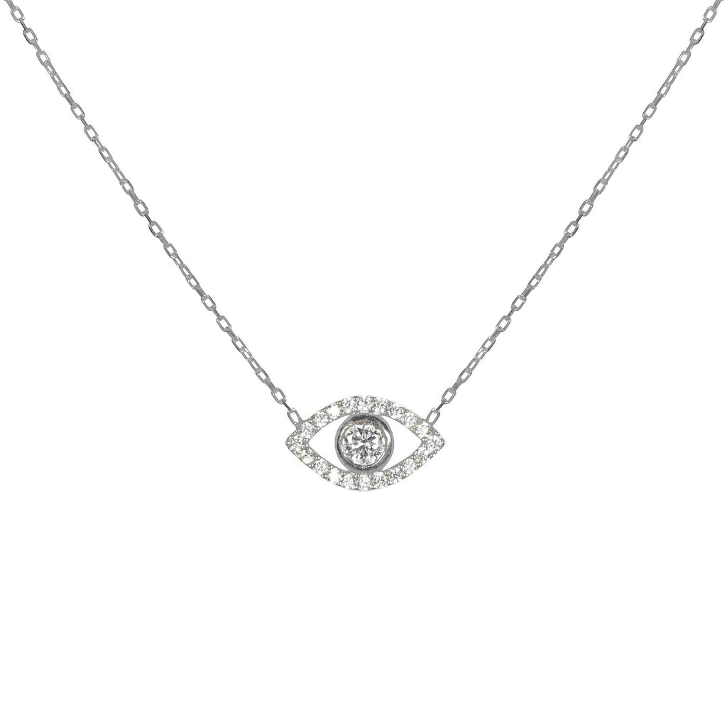 “Ojos” Sterling silver clear eye necklace