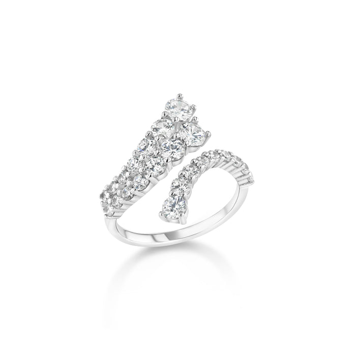 Sterling silver round cz diamond two row wrap ring