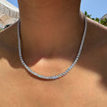 Sterling silver 3 mm cz diamond tennis necklace