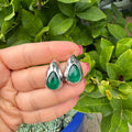 “Raindrops” Silver emerald teardrop earrings