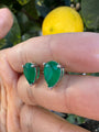 Sterling silver pear emerald stud earrings