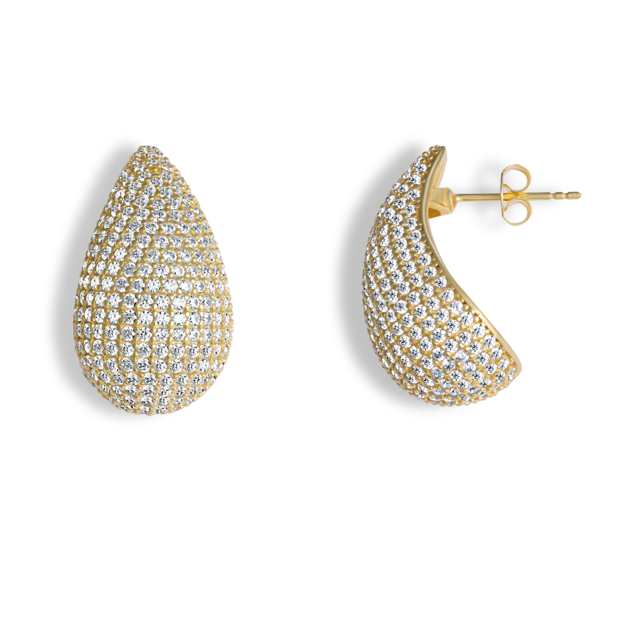 Silver gold plated pave teardrop earrings – Gemma Azzurro