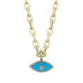 “Gemma” turquoise paperclip chain eye necklace