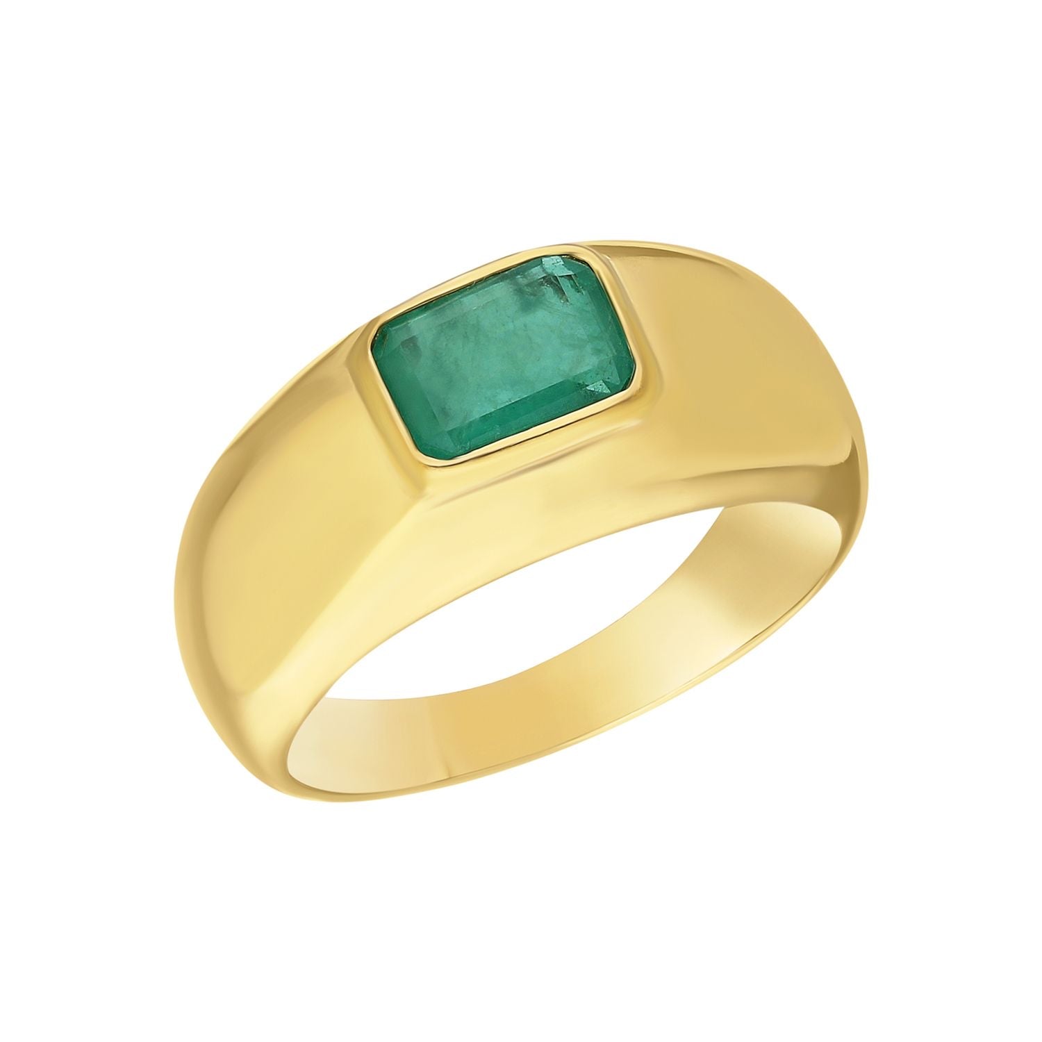 Silver gold plated simple emerald dome ring