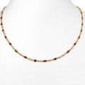 Silver gold ruby plated multi shaped dainty necklace
