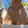 “Monaco” Gold bezel cz diamond tennis necklace