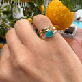 Silver gold plated spiral pear paraiba signet ring