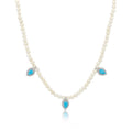 “La Mer” Natural pearl beaded turquoise drops necklace