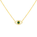 “Ojos” silver gold plated green eye necklace
