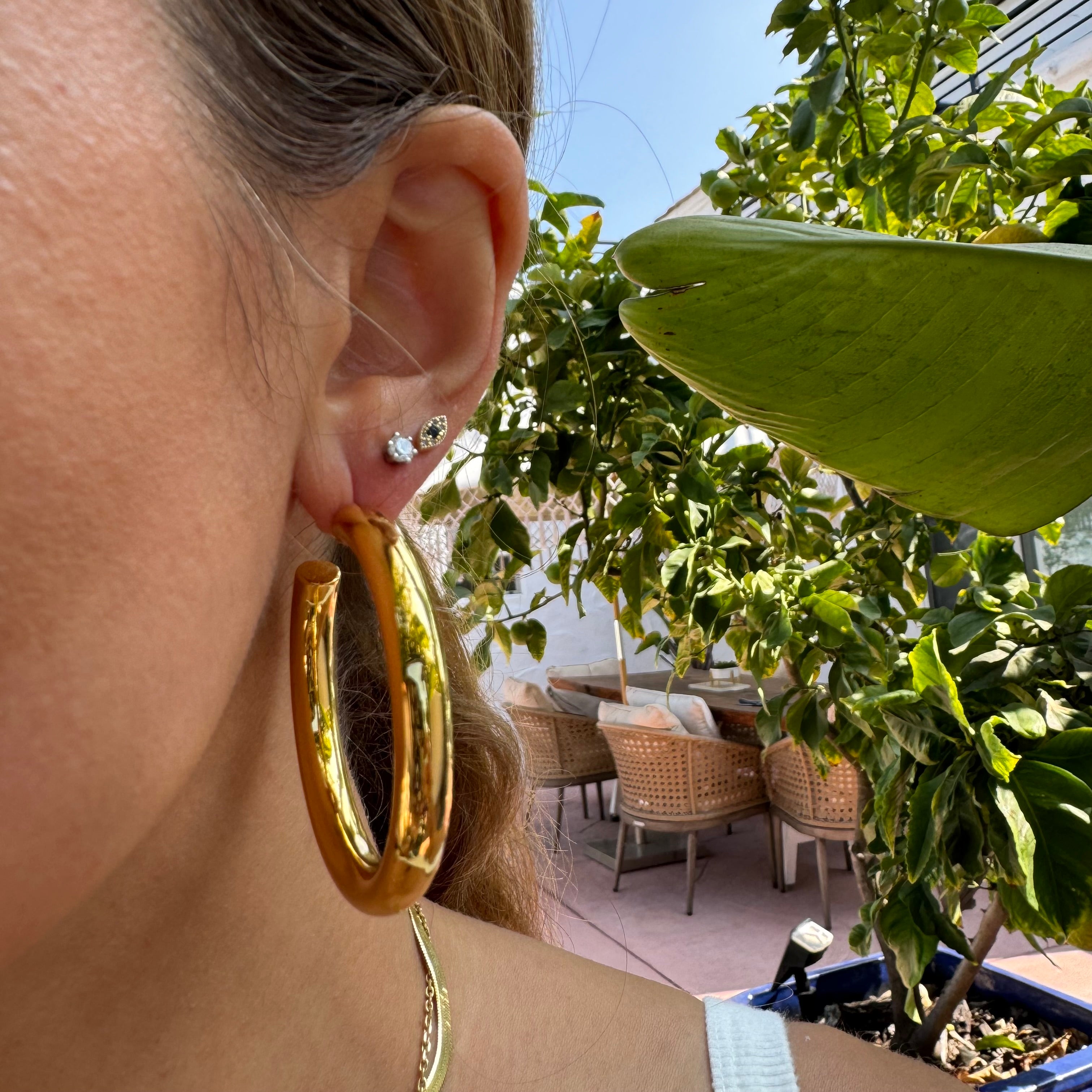 18k gold plated large tube hoops