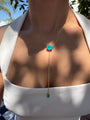 “St. Tropez” 18k gold plated oval paraiba lariat necklace