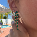 Sterling silver emerald dainty chandelier earrings