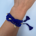 Multi-wrap cobalt blue beaded bracelet