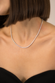 Sterling silver 2 mm prong set cz diamond tennis necklace