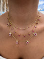 Silver gold ruby plated multi shaped dainty necklace