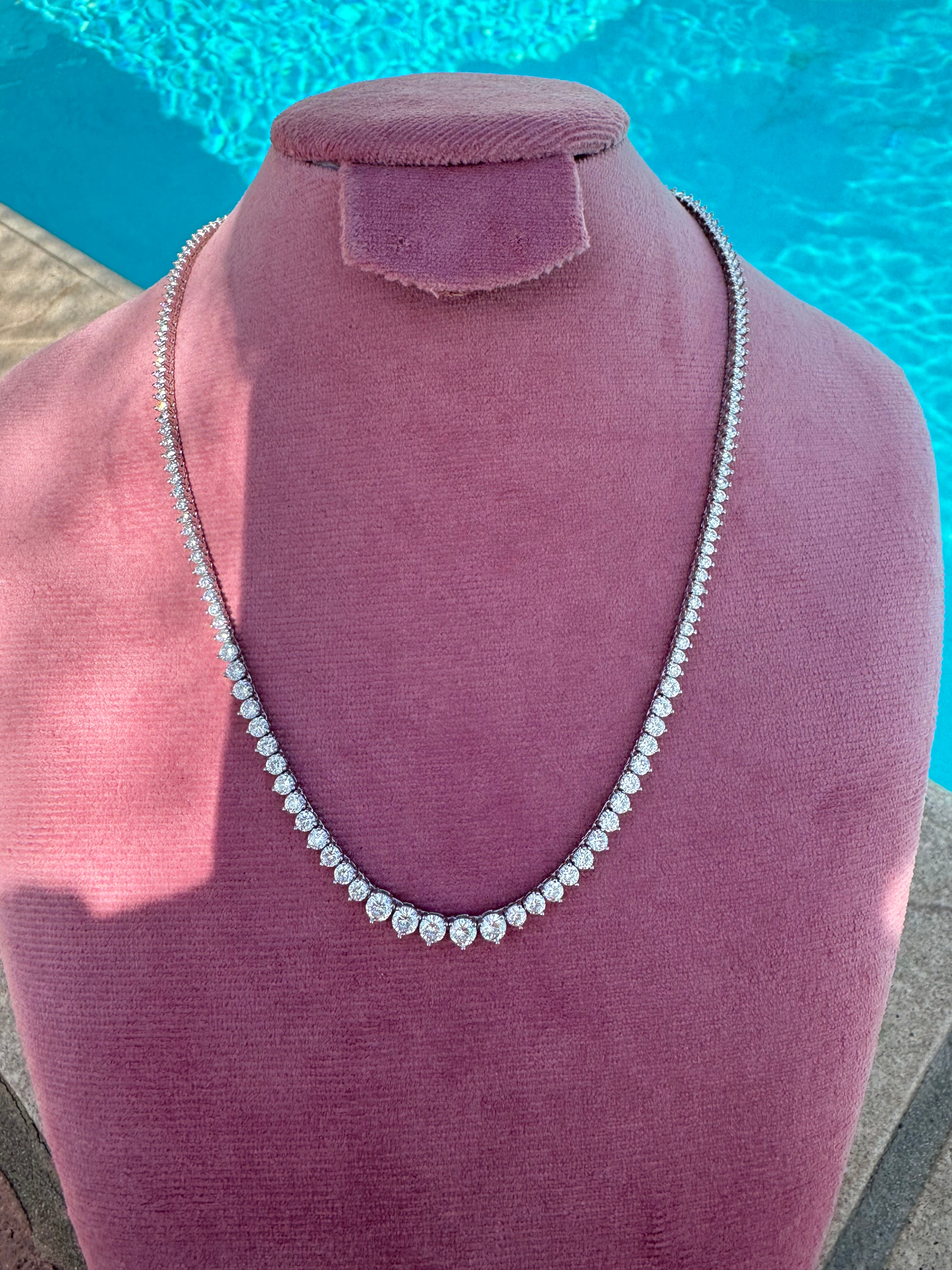 Sterling silver Riviera cz diamond tennis necklace