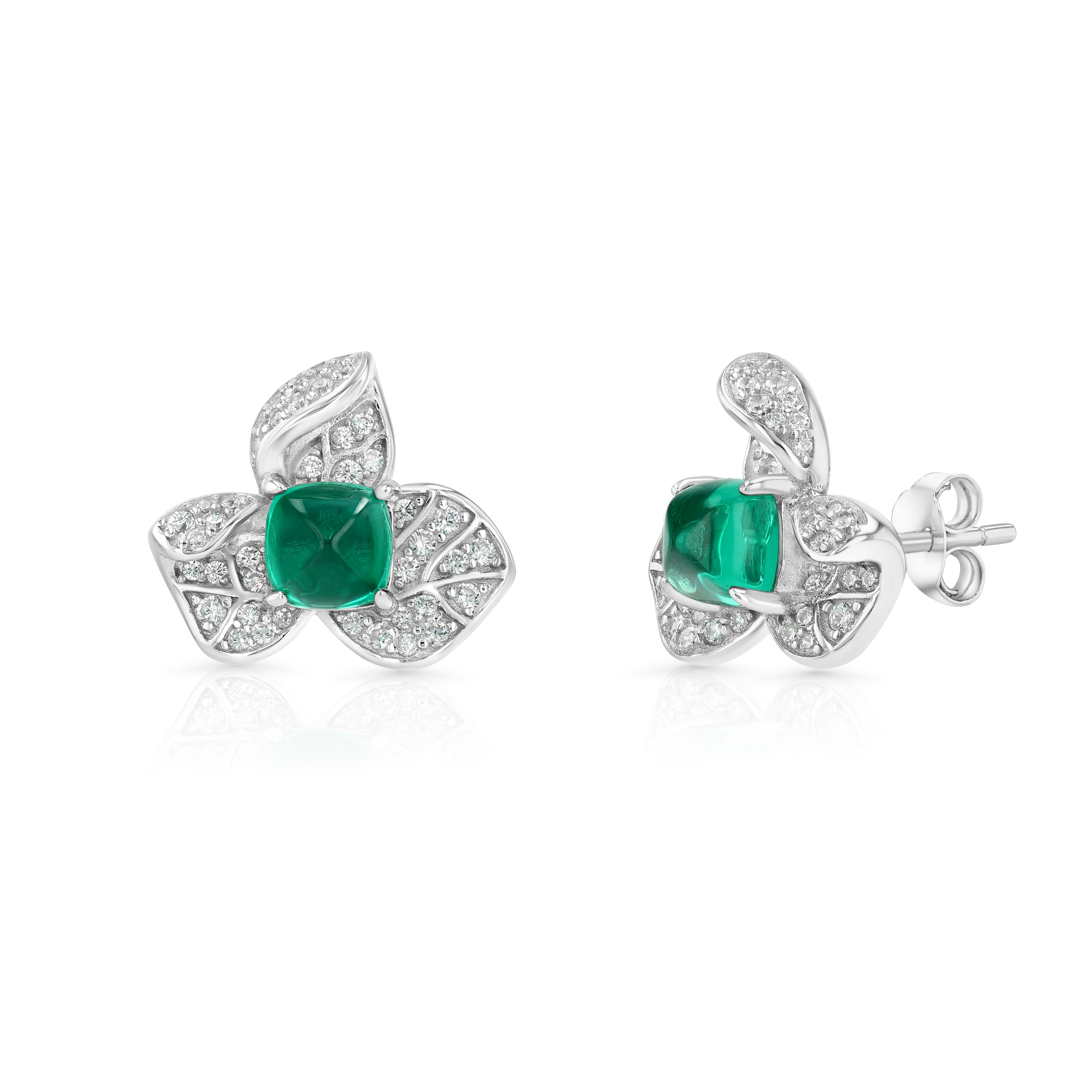 Orchid Sterling silver emerald earrings