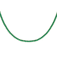 Silver gold plated emerald green tennis necklace