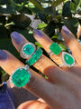 Sterling silver simulated emerald cabochon ring