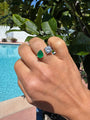 Sterling silver round & pear emerald ring