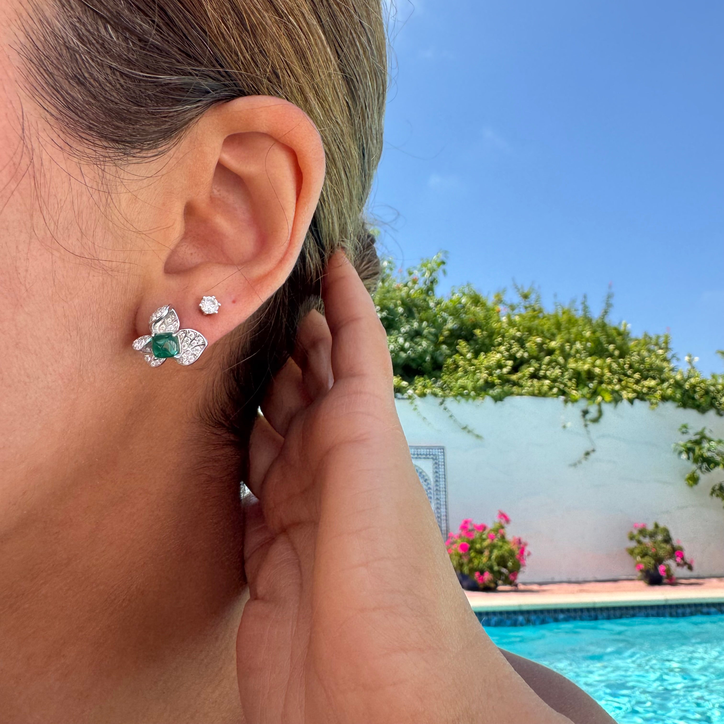 Orchid Sterling silver emerald earrings