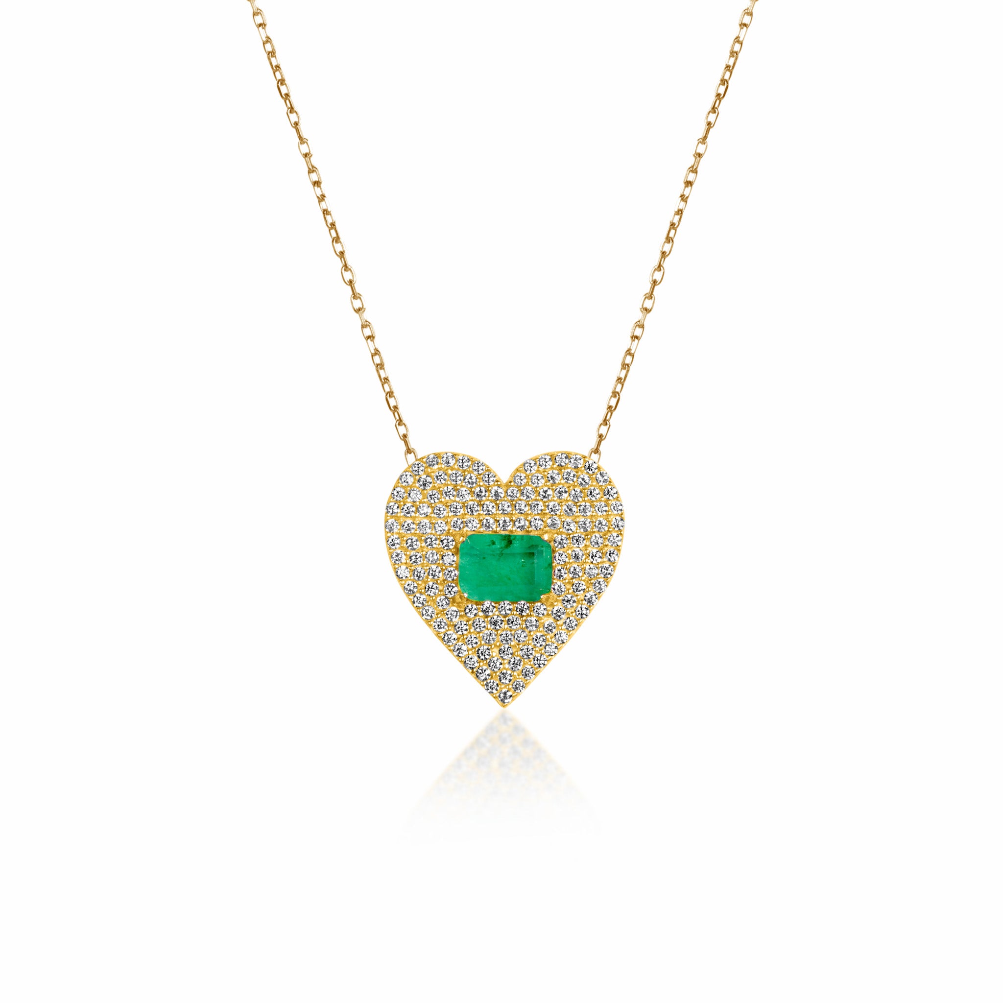 Silver gold plated “Mi Amor” emerald heart necklace