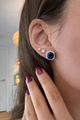 Sterling silver simulated sapphire stud earrings